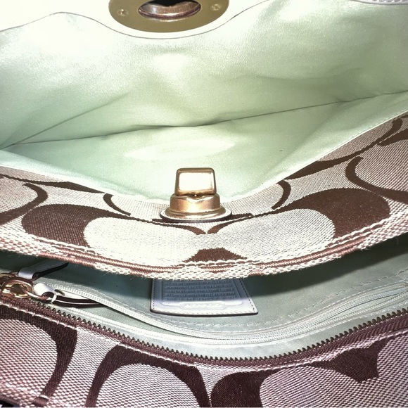 Coach Signature Khaki Ivory Large Madeline Tote Handbag11558 - Picture 11 of 12